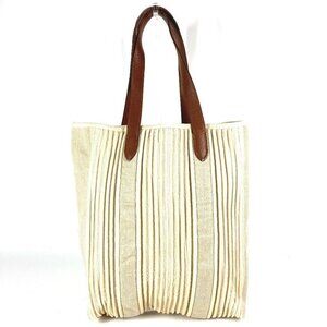 HERMES Kabas Calicut Tote Bag Shoulder Bag Leather/Canvas Beige/Brown